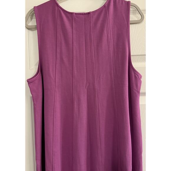 J. Jill Wearever Collection Tank Dress Sz XLP Purple Pleated Midi Stretch Casual - Picture 4 of 12